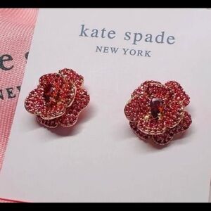 NWT: Kate Spade Pink Flower Earrings, SPARKLY and GLAM!!